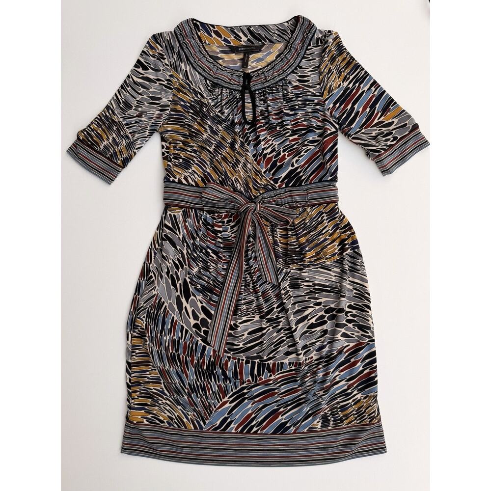 BCBG MaxAzria Abstract-Print Belted Dress – Size XS - Picture 5 of 10